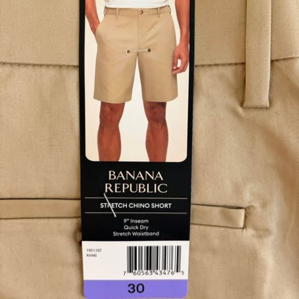 NWT Banana Republic Men's Stretch Chino Shorts - Size 30 (Khaki) - Picture 3 of 6